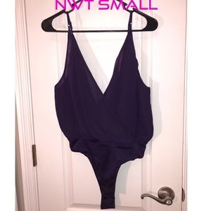 NWT sexy purple bodysuit blouse top